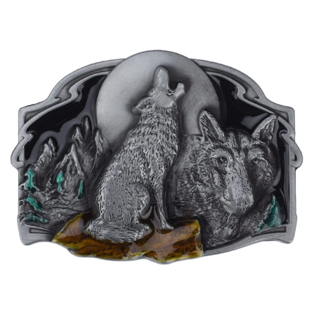 5972 Wolf Belt Buckle , Norse Viking Wolf Head Belt Buckle, Howling Wolf